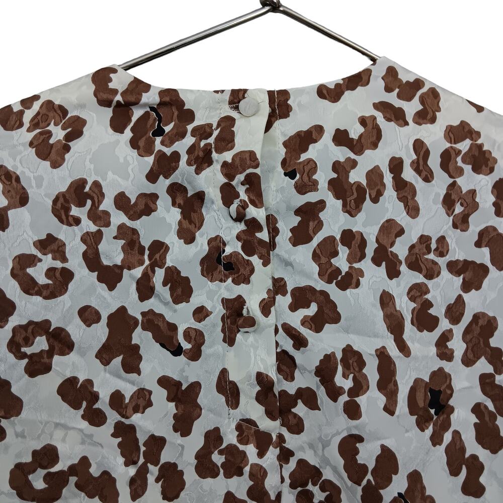 Vintage Marlis Animal Print Blouse Size 12 Brown and White Long Sleeve - Picture 9 of 11